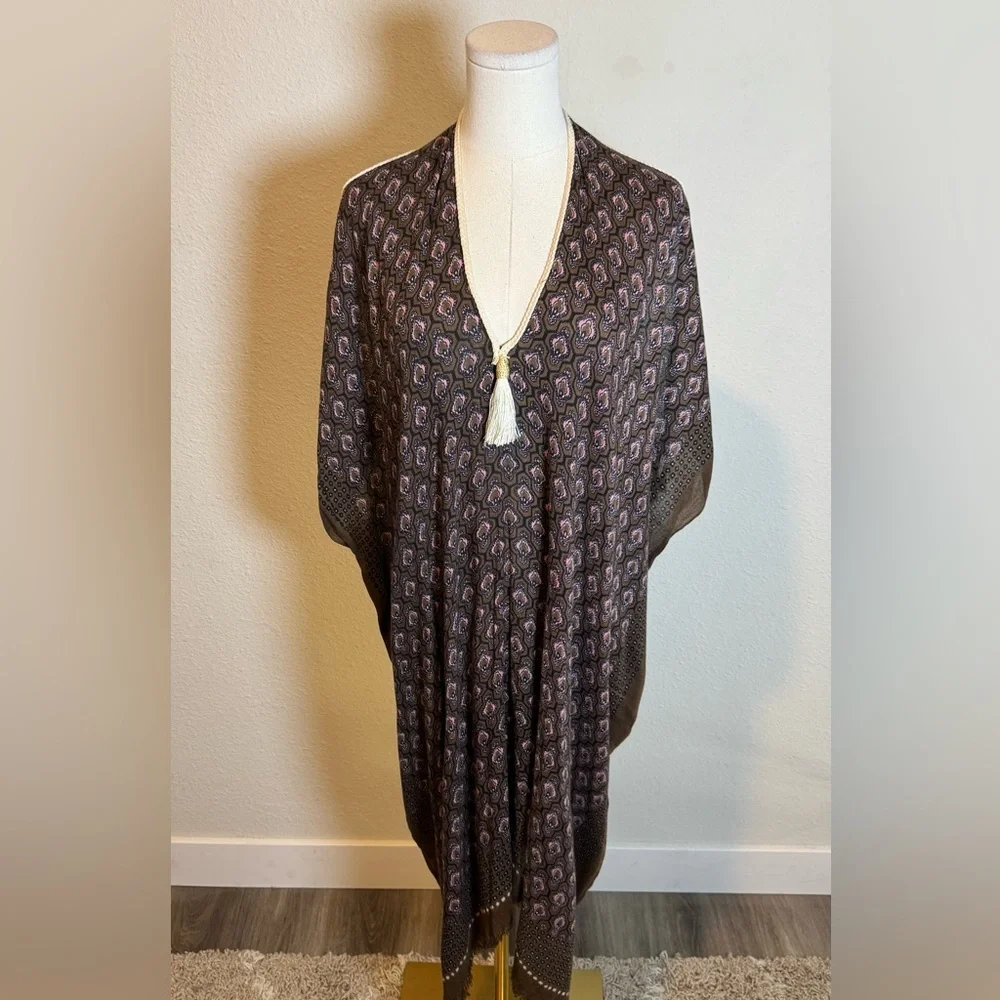 Subtle Luxury Pool to Party Sundress or Coverup Brown/Lilac Print One Size